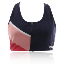 2XU Active Medium Impact Colour Block Zip Crop Top